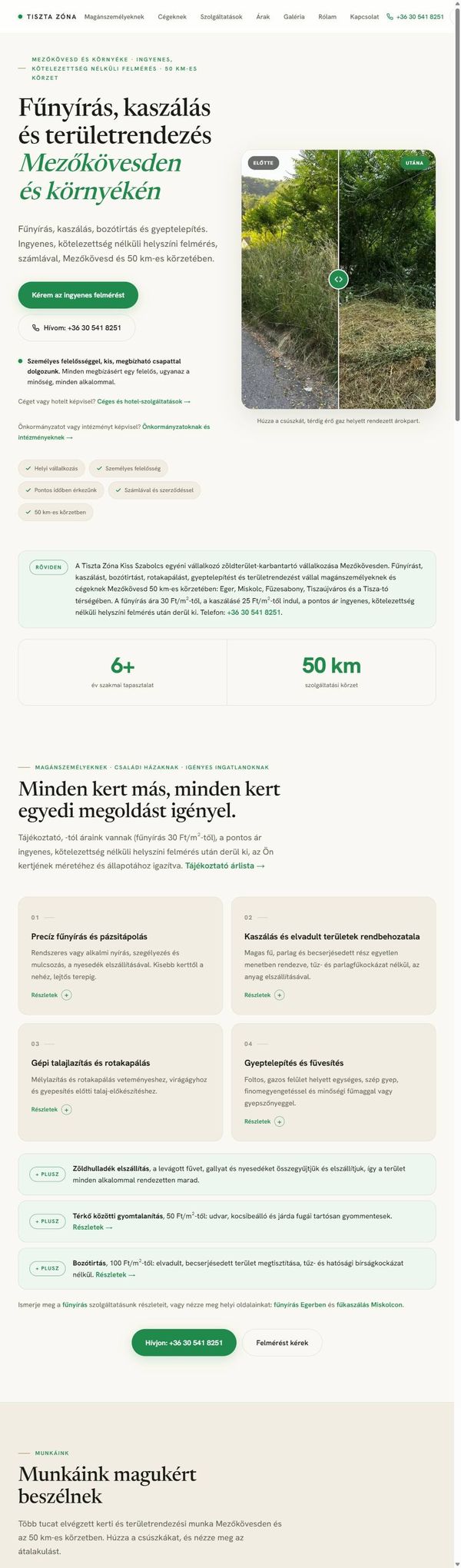 A Tiszta Zóna weboldal élő előnézete